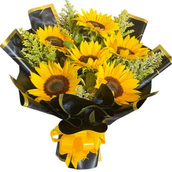 Ramo de girasoles dorados de graduación de Florist en Doral, flores frescas con entrega en Miami el mismo día