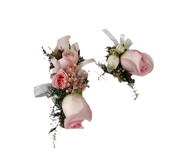 Set de accesorios florales Doral Roses Miami con brazalete y boutonniere para prom y graduación, entrega hoy en Doral.