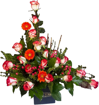 Ramo de rosas Doral Roses Miami con flores rojas y verdes, símbolo de amor maternal, para entrega en Miami.