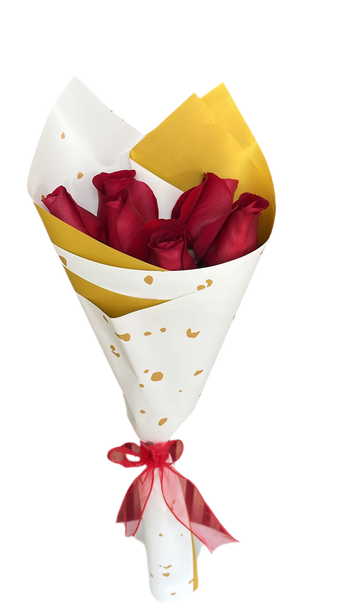 Ramo de rosas rojas frescas y premium de Florist en Doral, Miami, con seis rosas en un elegante bouquet para entrega hoy.