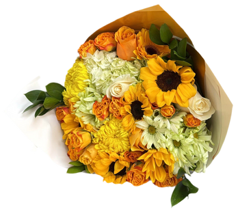 Ramo de 12 girasoles frescos de Doral Roses Miami en un bouquet de flores premium para entrega en Doral, Florida.