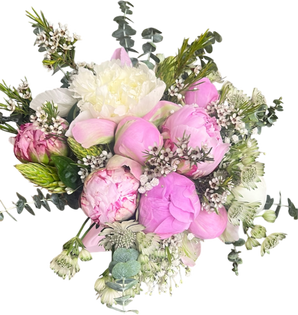 Ramo de flores con peonías elegantes de Doral Roses Miami, ramo sofisticado preparado para entrega en el mismo día.