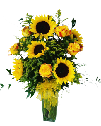 Arreglo floral de otoño con girasoles amarillos de Doral Roses Miami, flores estacionales en Doral, Florida