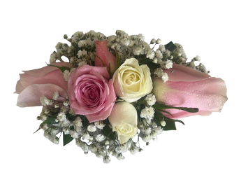 Pulsera de flores de Doral Roses Miami para prom, con flores coloridas y detalles elegantes en un estilo romántico.