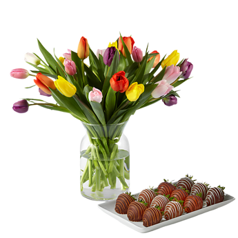 Tulipanes mixtos premium de Florist en Doral, flores frescas con 25 flores para entrega en Miami hoy.