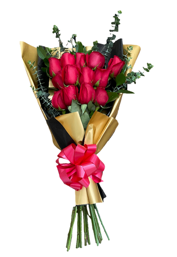 Bouquet romántico de 12 rosas rojas en escala Miami. Amor clásico perfecto para San Valentín y aniversarios. Entrega hoy en Doral.
