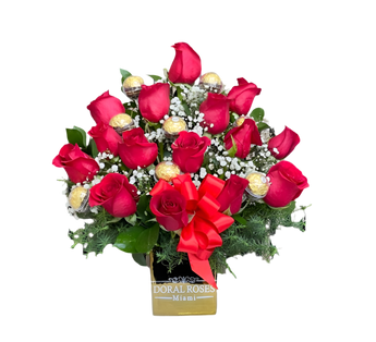 Ramo de flores con la frase "Simplemente Te Amo" de Doral Roses Miami, arreglos florales románticos y elegantes.