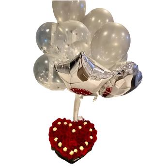 Caja Corazón con Rosas Rojas y Ferrero — Entrega Hoy Doral/Miami - Florist in Doral, FL | Same-Day Flower Delivery in Miami – Doral Roses Miami