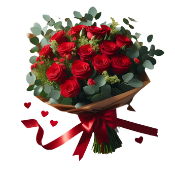 Ramo de 15 rosas rojas Premium de Doral Roses Miami en empaque especial de regalo VIP. Flores frescas y elegantes.