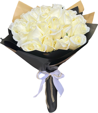 24 rosas blancas premium con entrega urgente en 2 horas Miami. Perfectas para bodas, condolencias y ocasiones especiales. Ordena ahora en Doral.
