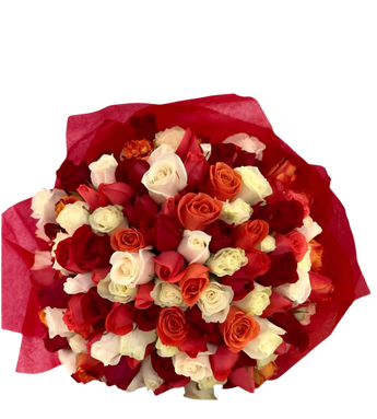 Buchón de rosas mixtas enthusiastic en Miami. Flores vibrantes que iluminan espacios con entrega el mismo día. Disponible en Doral.