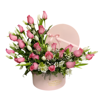 Ramo de flores divertidas de Doral Roses Miami con colores vibrantes y diseño alegre para decorar o regalar.