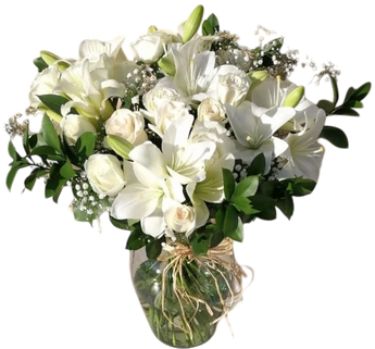 Jarrón Rosas y Lirios Blancos - Compasión y Consuelo
Flores compasivas que ofrecen consuelo y comprensión. Nuestro elegante jarrón con rosas y lirios blancos está diseñado para brindar comfort a quienes atraviesan momentos de duelo.