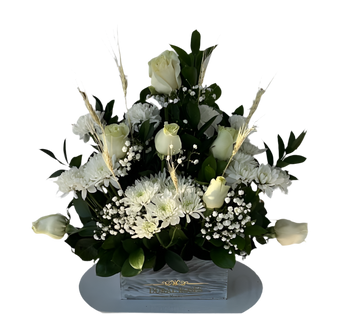 Sueños Encanto Blanco Miami - Arreglo Funeral Esperanza - Florist in Doral, FL | Same-Day Flower Delivery in Miami – Doral Roses Miami