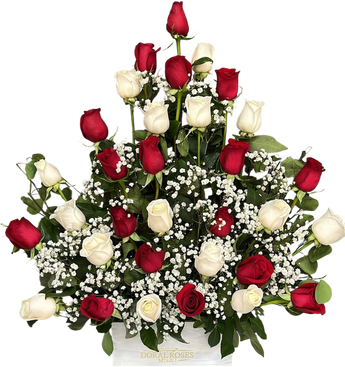 Ramo inspirador con 25 rosas mixtas premium en arreglo floral elegante de Florist en Doral, ideal para ocasiones especiales.