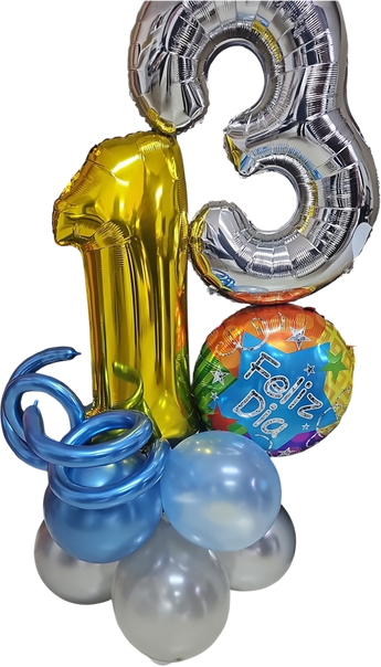 Globos para cumpleaños de 13 años, set de decoración de Doral Roses Miami con globos coloridos para celebración adolescente.
