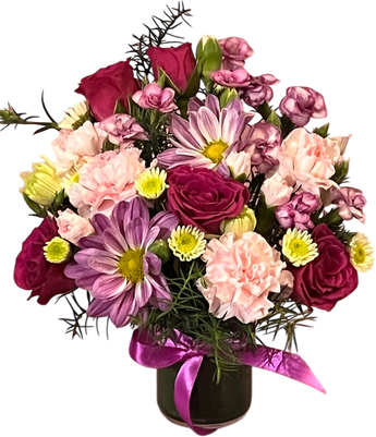 Mini florero para mamá con arreglos florales mixtos de Doral Roses Miami, ideal para regalos y entrega el mismo día.