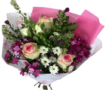 Ramo de flores para el Día de la Madre de Doral Roses Miami con rosas coloridas y follaje, listo para entrega el mismo día.