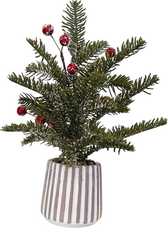 Mini árbol de Navidad decorativo con bayas rojas, ideal para escritorio, oficina o dormitorio, de la marca Doral Roses Miami.