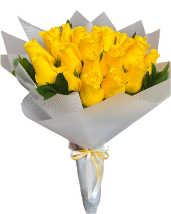 Ramo de 25 rosas amarillas frescas de Doral Roses Miami, ideal para regalar, con entrega el mismo día en Doral, Florida.