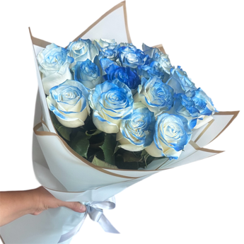 Rosas azules premium exclusivas en Miami. Bouquet de 25 rosas únicas para amor extraordinario. Disponibilidad limitada, entrega hoy en Doral.