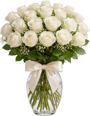 Rosas Suspiro de Libertad de Doral Roses Miami en un jarrón con flores frescas y delicadas en tonos suaves.