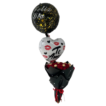 Rosas rojas de Doral Roses Miami con chocolates y globos, perfectas para regalar en Doral.