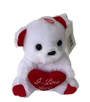 Osito de peluche pequeño de la marca Doral Roses Miami, ideal como regalo, con detalles suaves y adorable apariencia.