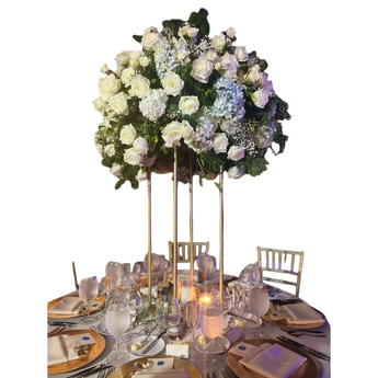 Centro de mesa para bodas y eventos con flores de Doral Roses Miami, decorativo y elegante para celebraciones.