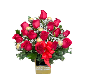 Ramo de flores con la frase "Simplemente Te Amo" de Doral Roses Miami, arreglos florales románticos y elegantes.