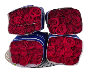 Ramo de 100 rosas rojas y blancas premium de Florist en Doral, flores frescas y elegantes listo para entrega a domicilio en Miami.
