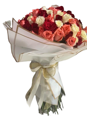 Bouquet femenino de rosas mixtas en colores delicados Miami. Sofisticación premium para ocasiones especiales. Entrega inmediata en Doral.