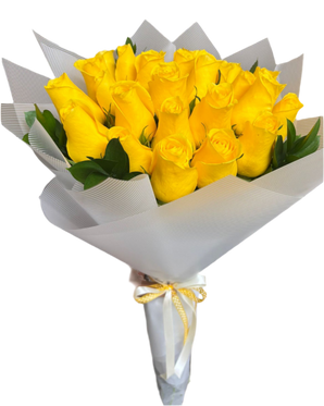 Ramo de 25 rosas amarillas frescas de Doral Roses Miami, ideal para regalar, con entrega el mismo día en Doral, Florida.