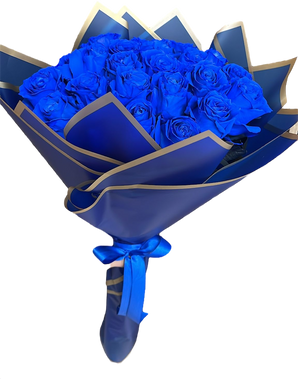 Rosas azules naturales de Doral Roses Miami en bouquet premium, ideal para ocasiones especiales, con entrega en Doral.