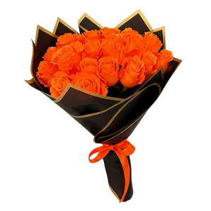 Rosas Naranja de Doral Roses Miami, 25 unidades, flores modernas y exclusivas, ideales para decorar o regalar en Miami.